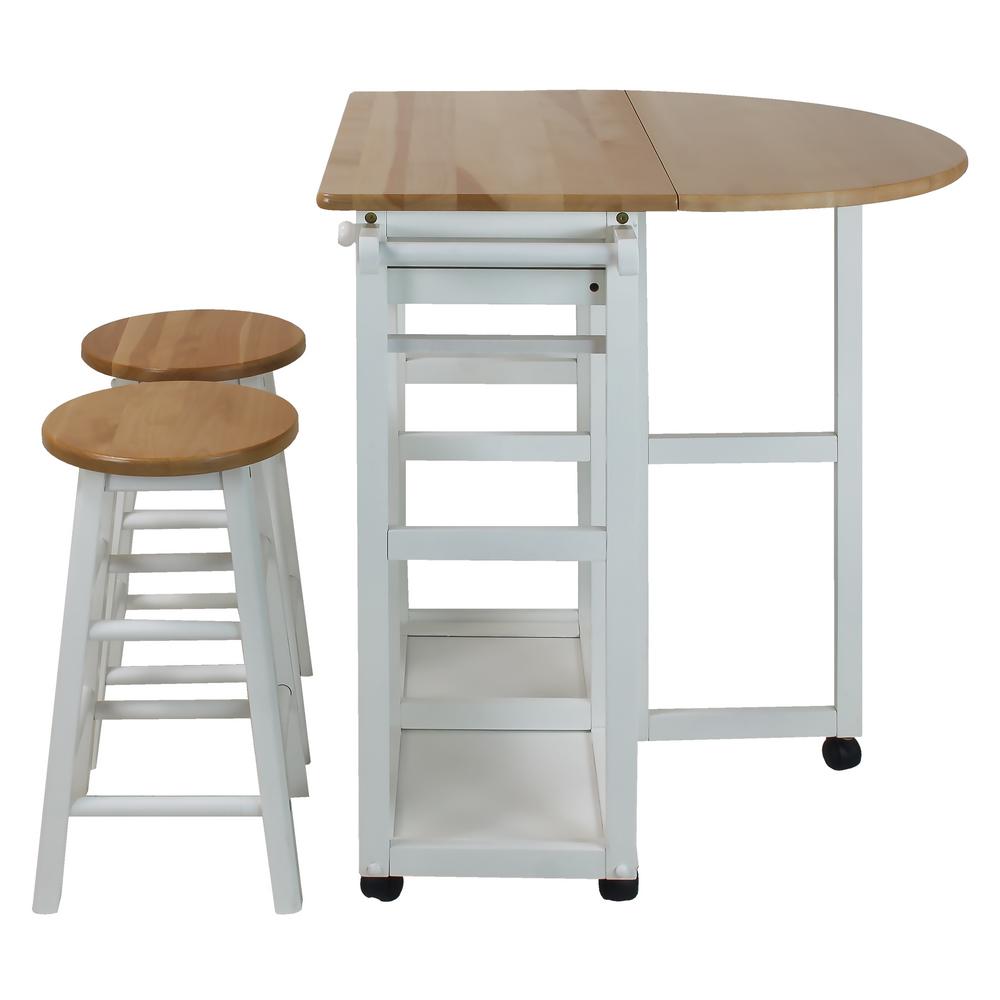 Casual Home White Breakfast Cart with Drop-Leaf Table 355-21 - The Home ...