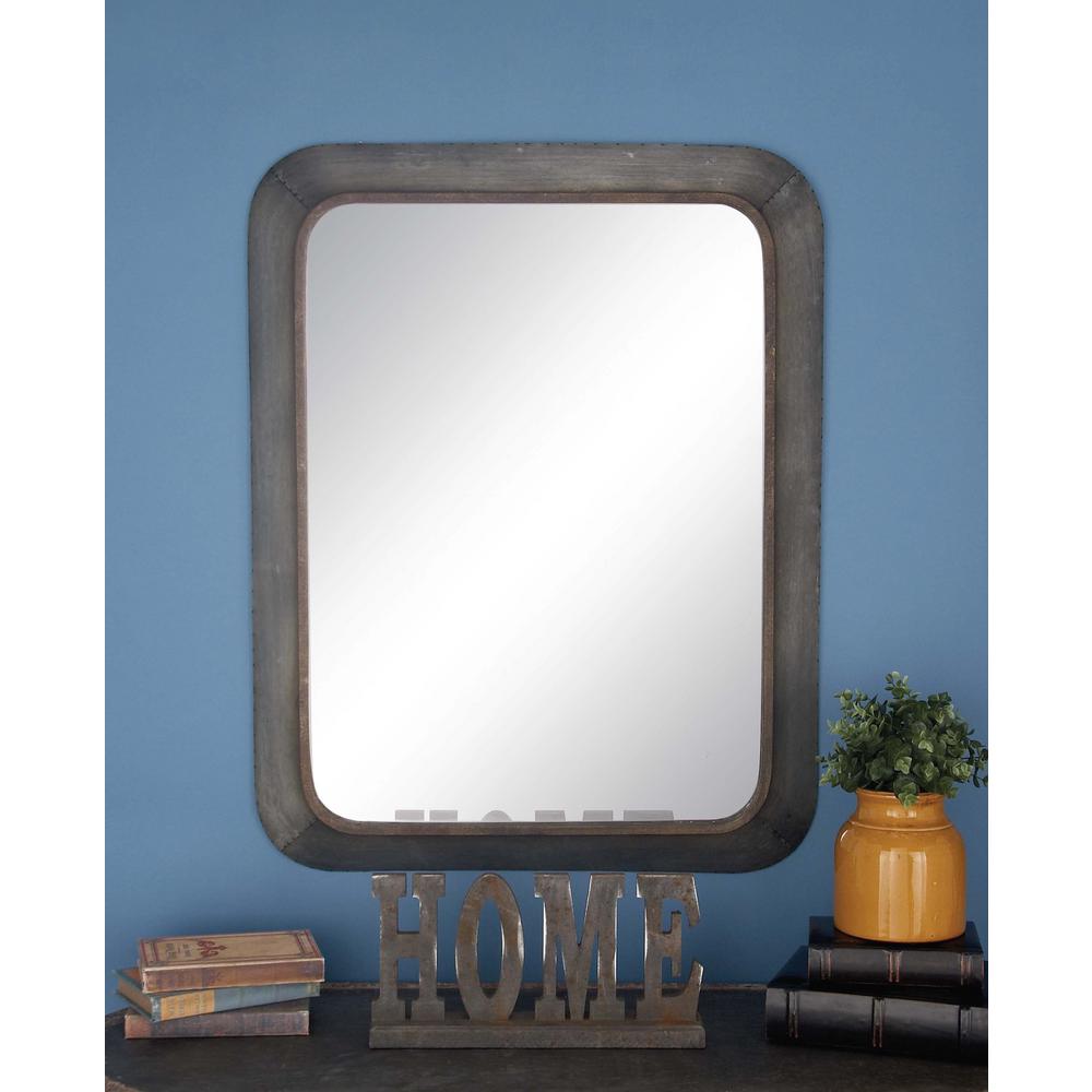 Litton Lane 36 In X 29 Rustic Gray Metal Framed Mirror 98140 Rustic Gray Metal Framed Mirror