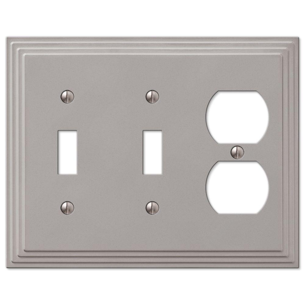 Amerelle 2 Duplex Wall Plate Outlet Cover Electrical Cast Metal Brushed Nickel