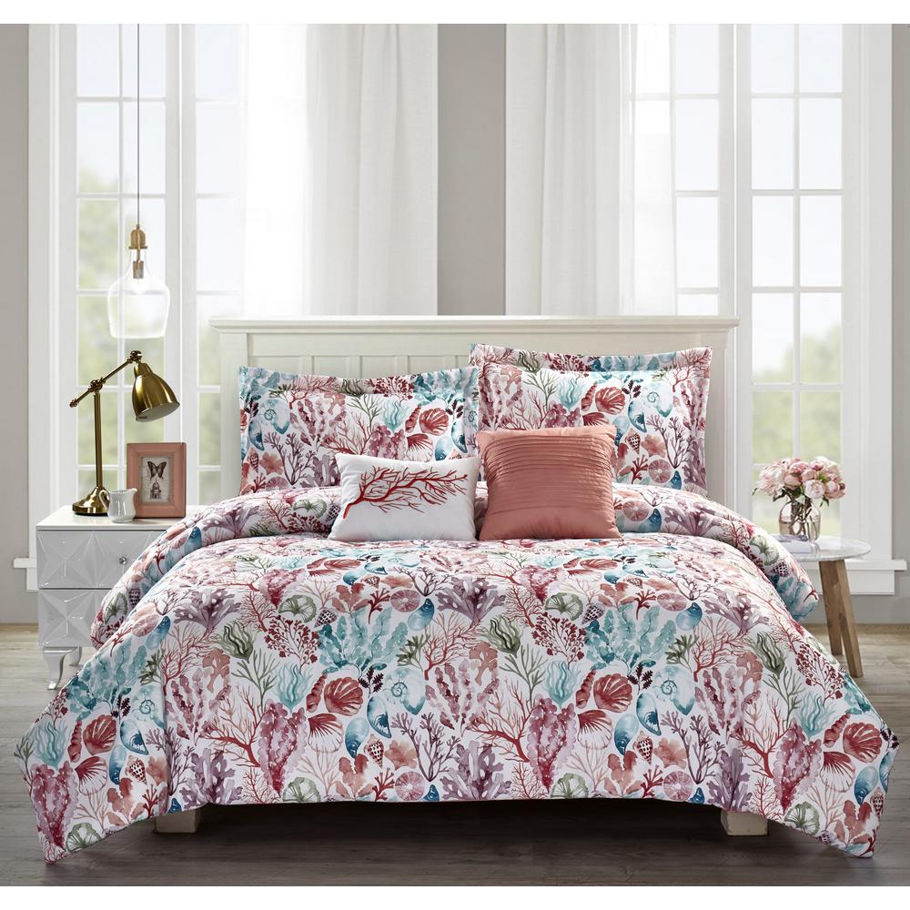 Bloom Coral Sea 5 Piece Pink King Comforter Set Bm2cspk4 The