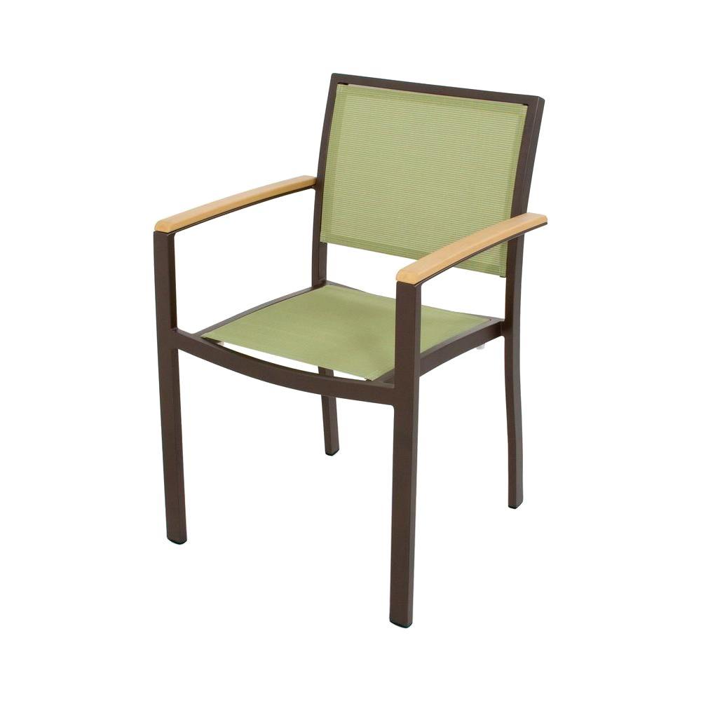 POLYWOOD Bayline Textured Bronze/Plastique/Kiwi Sling Patio Dining Arm