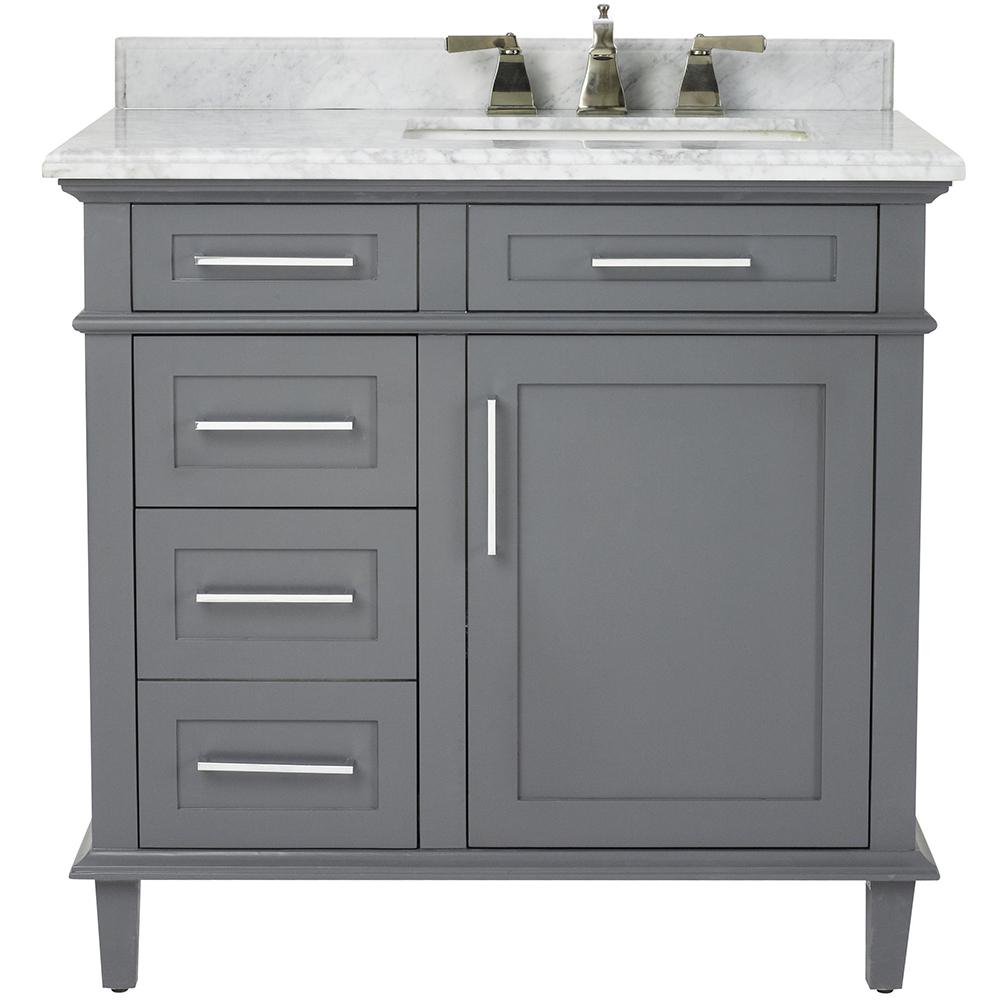 Home Decorators Collection Sonoma 36 In W X 22 In D Bath Vanity In Dark Charcoal With Carrara Marble Top With White Sinks 8105100270 The Home Depot