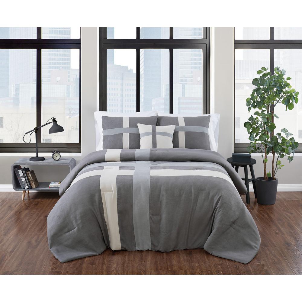 London Fog Dartford Microsuede King 4 Piece Comforter Set Cs3395kg