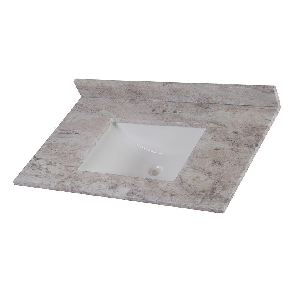 Home Decorators Collection 31 In W Stone Effects Vanity Top In Winter Mist With White Sink Ser31 Wm The Home Depot