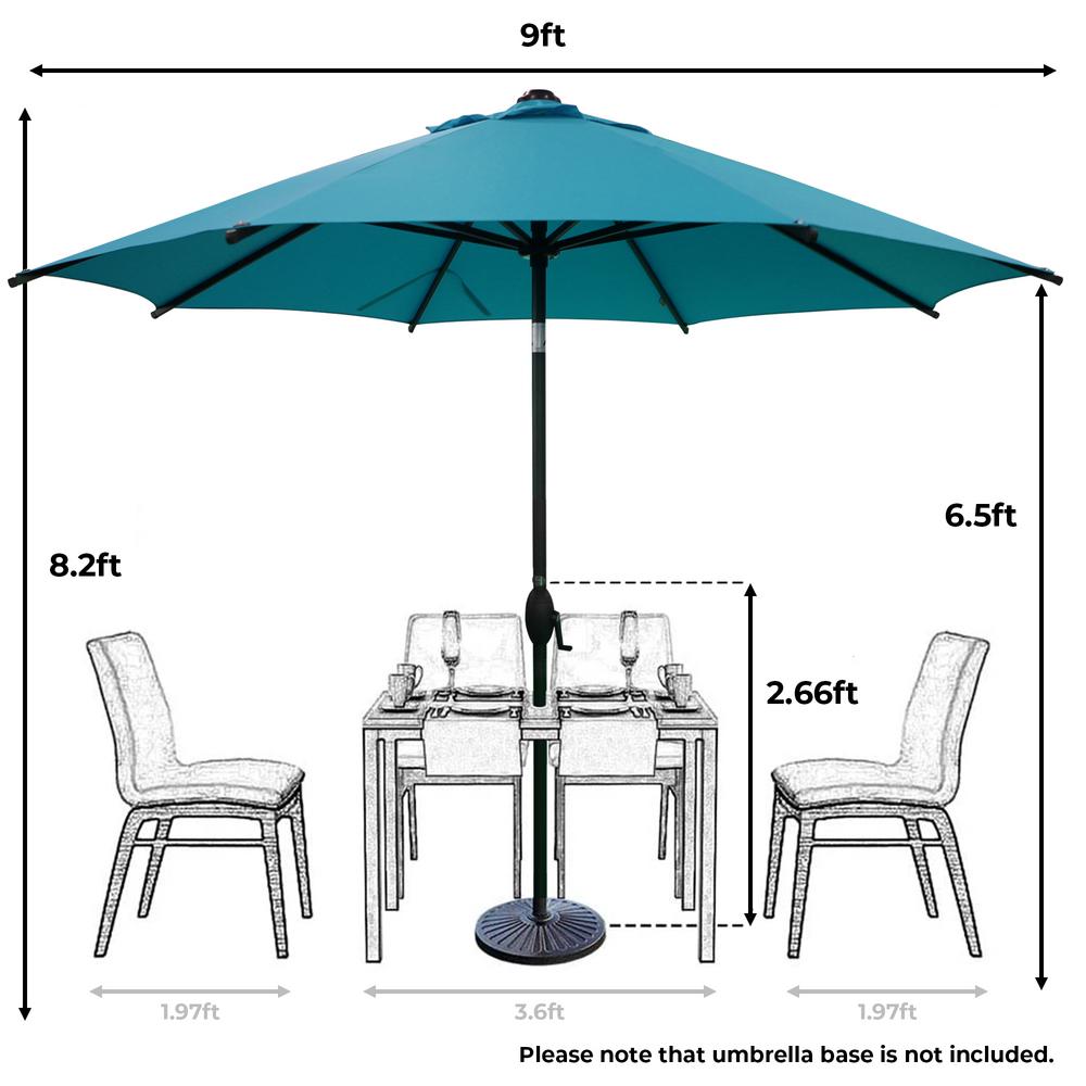 Abba Patio 9 Ft Market Patio Umbrella Steel Pole With Auto Tilt And Crank Turquoise 8 Ribs Ap9388ctal The Home Depot