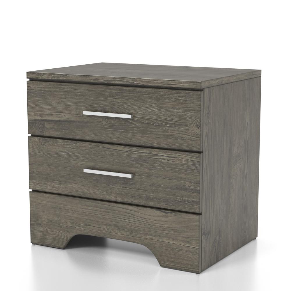 Furniture Of America Honel 2 Drawer Rustic Gray Nightstand Idf