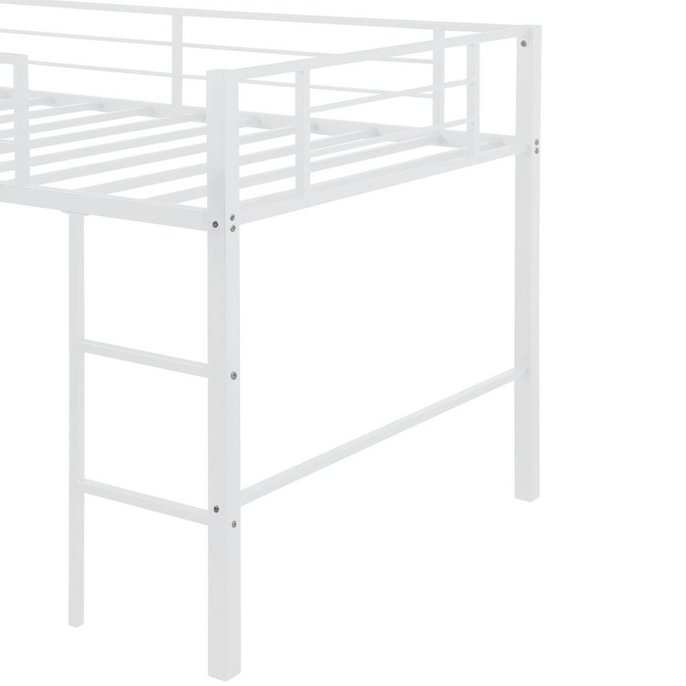 white metal loft beds