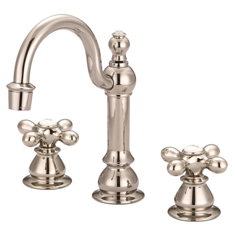 Water Creation F2-0012-05-AX American 20th Century Classic Widespread Lavatory F2-0012 Faucets - Ivory & Polished Nickel