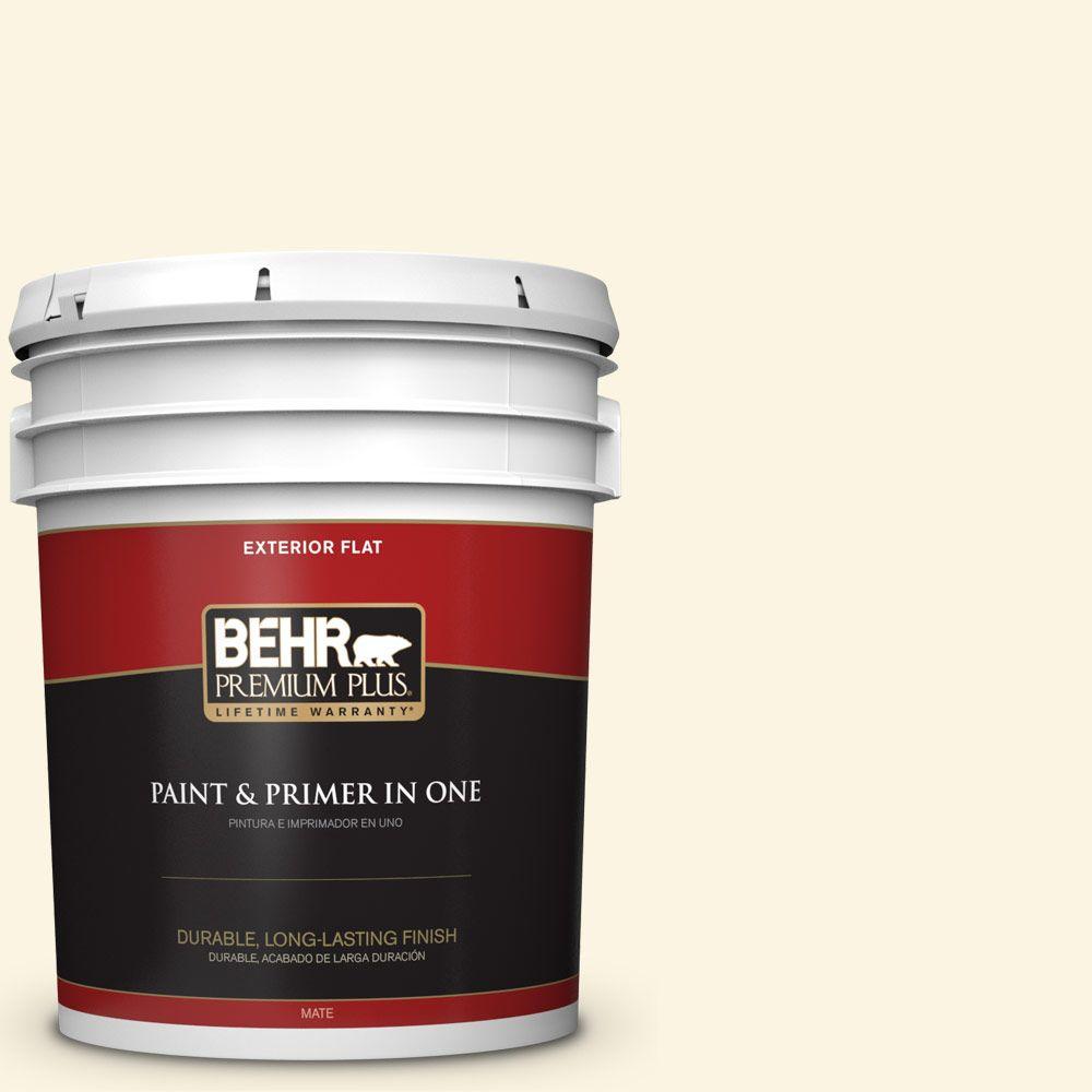 BEHR Premium Plus 5 Gal. UltraPure White Flat Exterior Paint405005