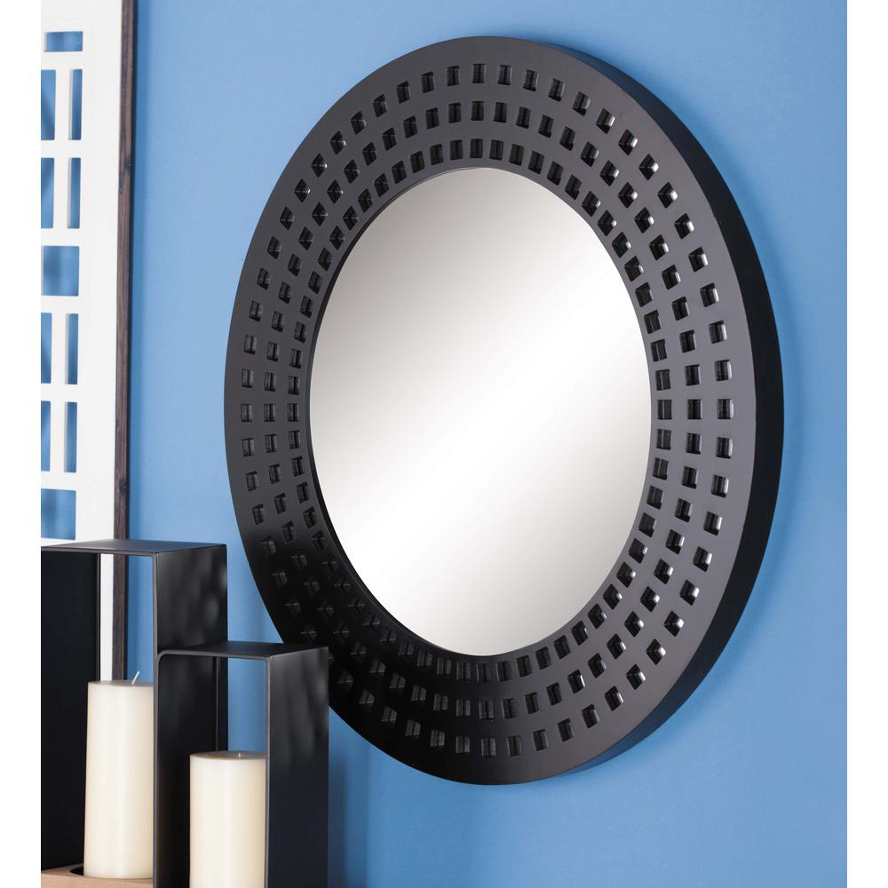 31 In Modern Gray Round Cut Out Framed Wall Mirror