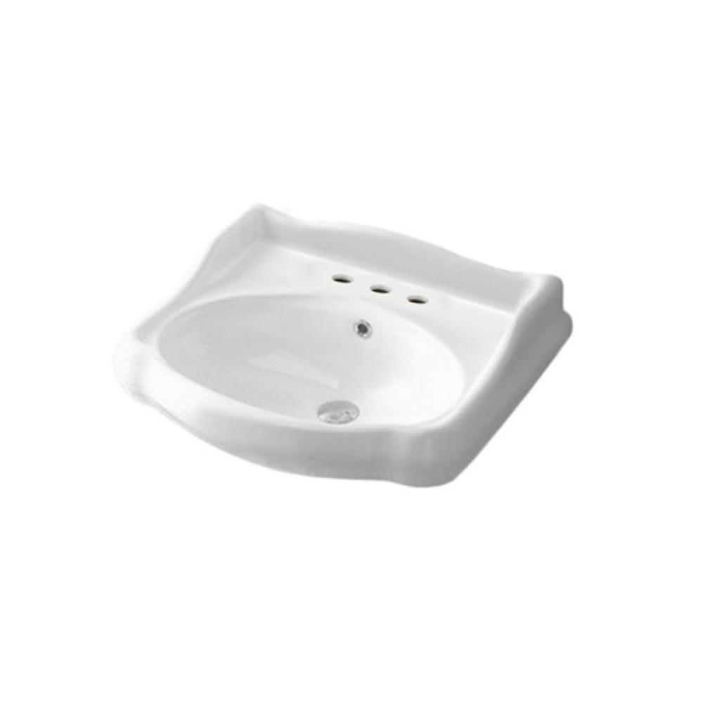Nameeks Traditional Wall Mounted Bathroom Sink in White with 3 Faucet