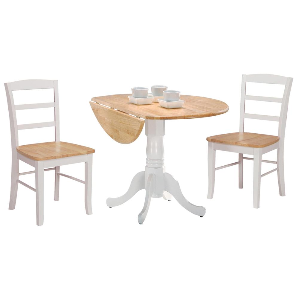 International Concepts White And Natural Drop Leaf Dining Table