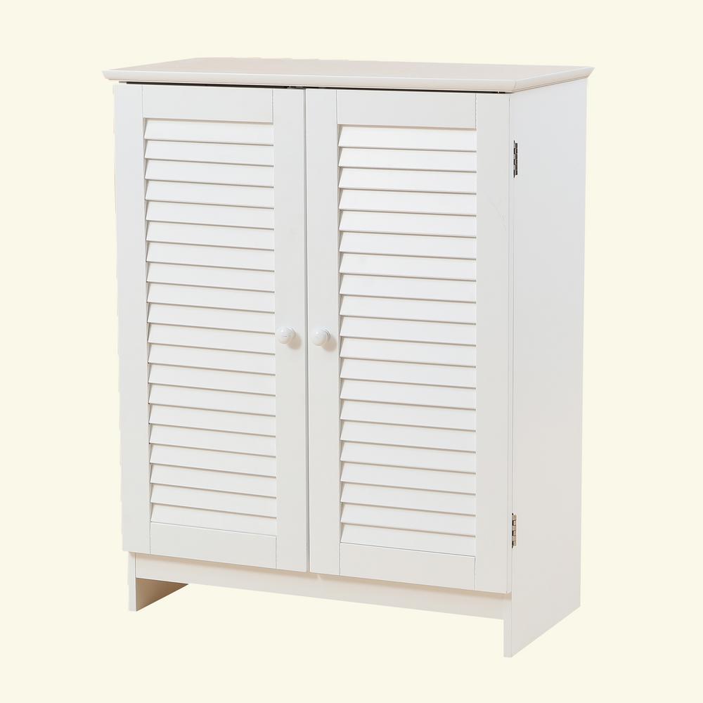 Luxen Home Shutter Door Bathroom White Storage Cabinet Whif628 Bathroom White Storage Cabinet