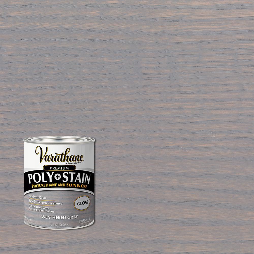 Varathane 1 Qt. Weathered Gray Gloss WaterBased Interior Wood Stain