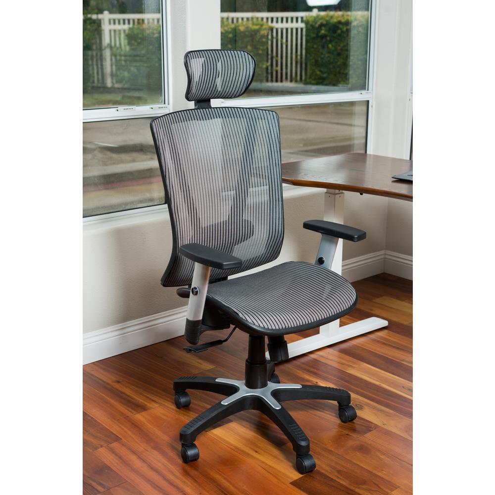 Ergomax Fully Meshed Ergo Grey Office Chair With Headrest Msh112gr