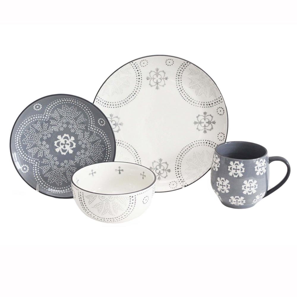 Phara 16-Piece Grey Dinnerware Set-PHAR16G - The Home Depot