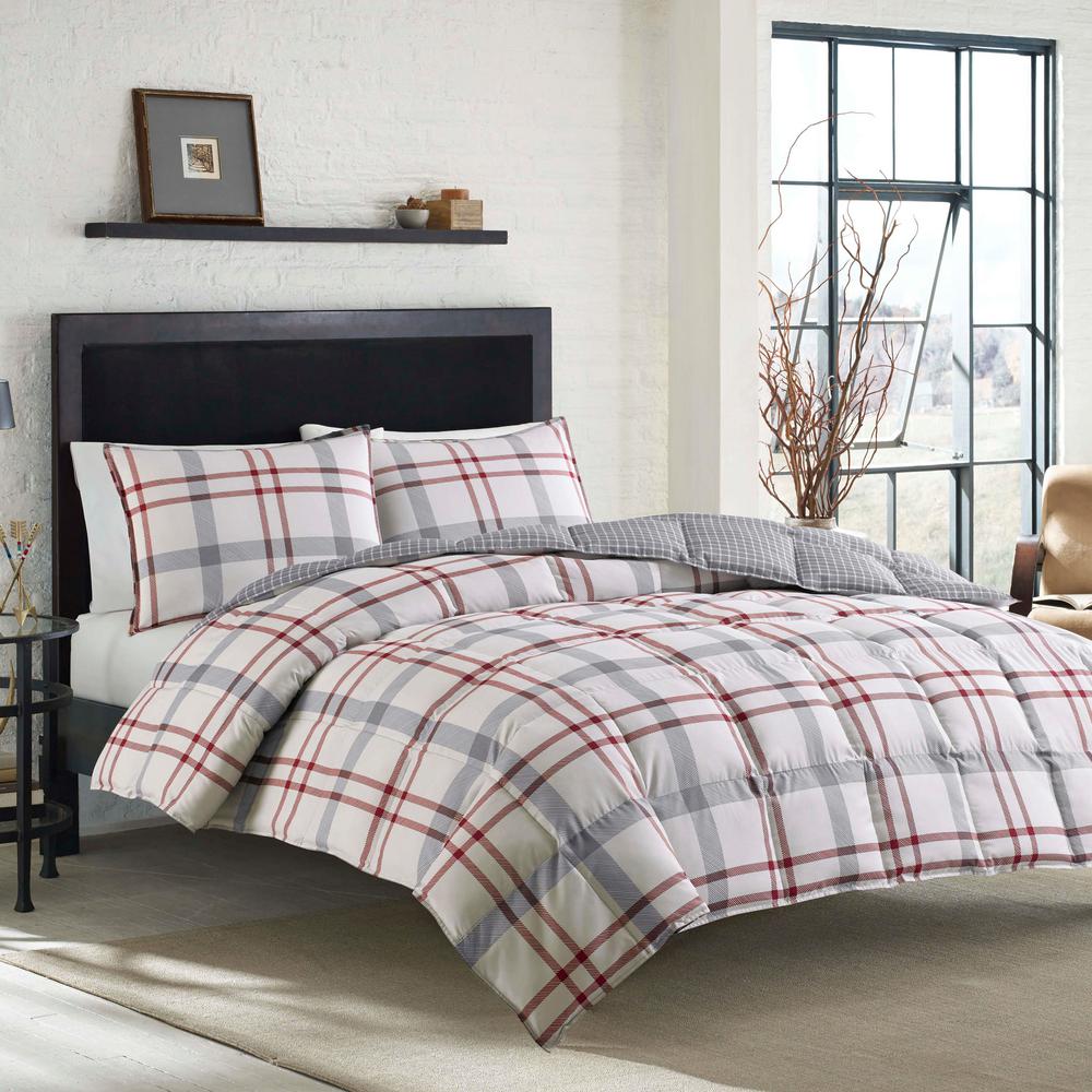 Eddie Bauer Portage Bay 3Piece Beige Plaid Full/Queen Duvet Cover Set