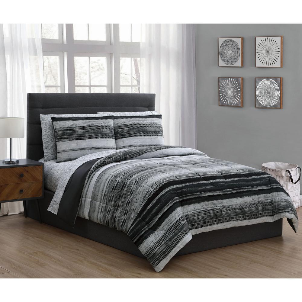 Laken 7 Piece Black Queen Bed In A Bag Set Lak7bbfuqughbk The