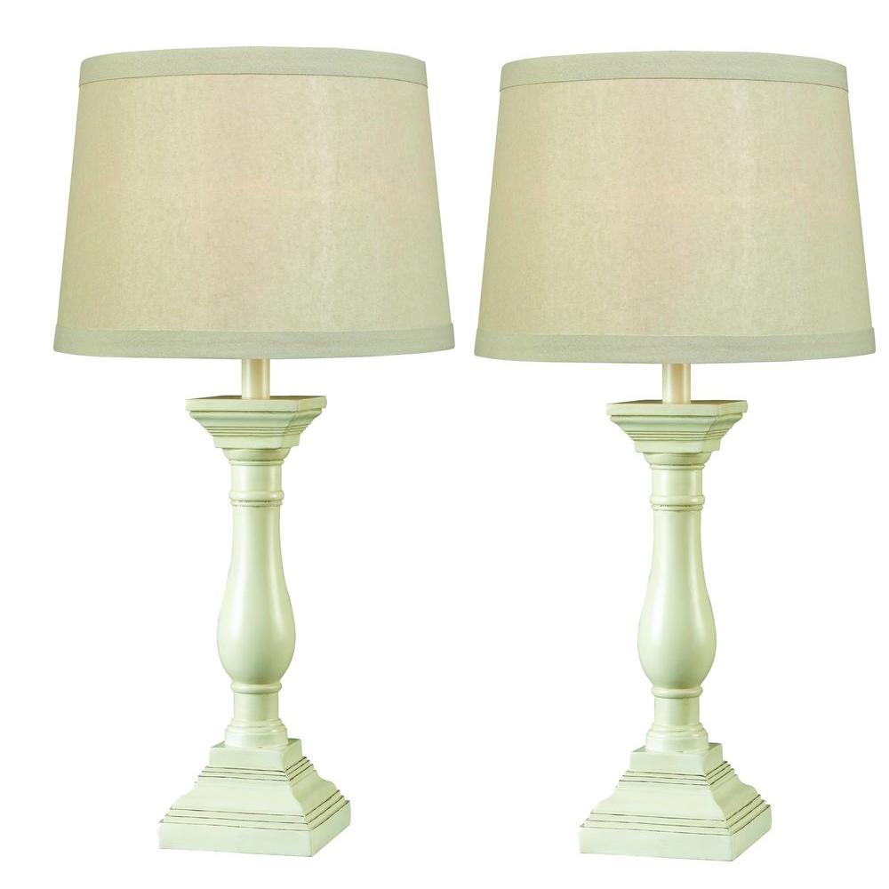 Kenroy Home 28 in. Antique White Table Lamp (2Pack ) Set with Renew32230AWH The Home Depot