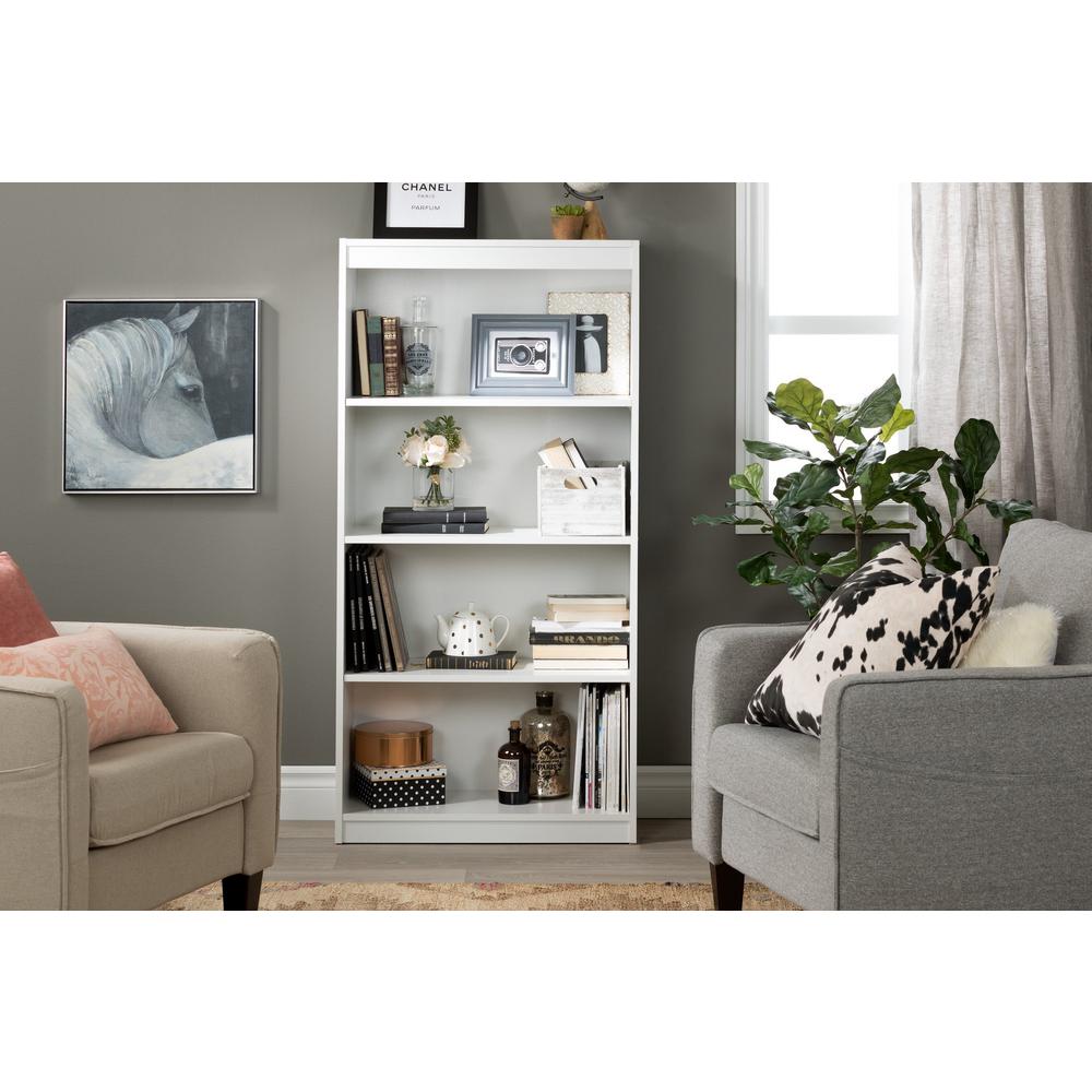 White Tall Open Bookcase Unit Contemporary Library Home Study Book