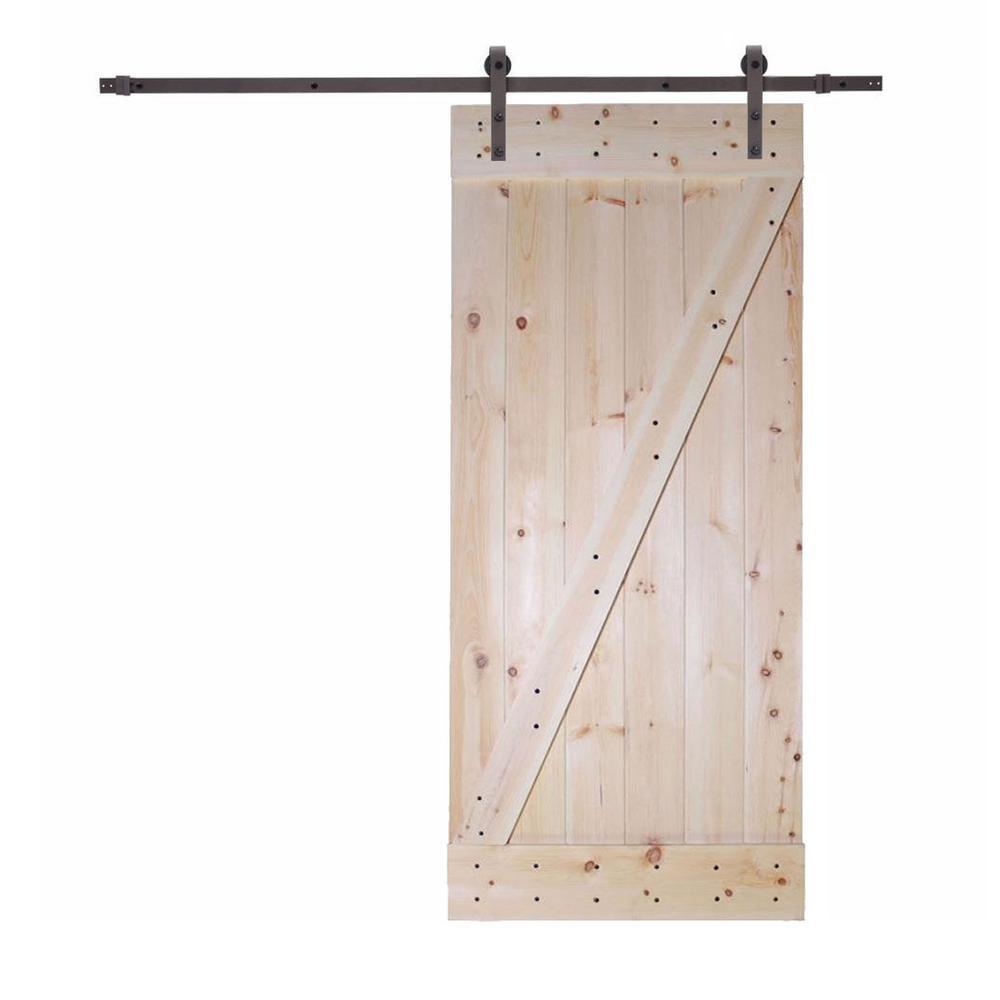 Calhome 24 In X 84 In Unfinished Knotty Sliding Barn Door Slab With Installation Hardware Kit