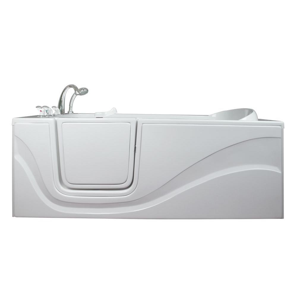 Ella Lay Down 5 ft. x 30 in. WalkIn Air Massage Bathtub in White with