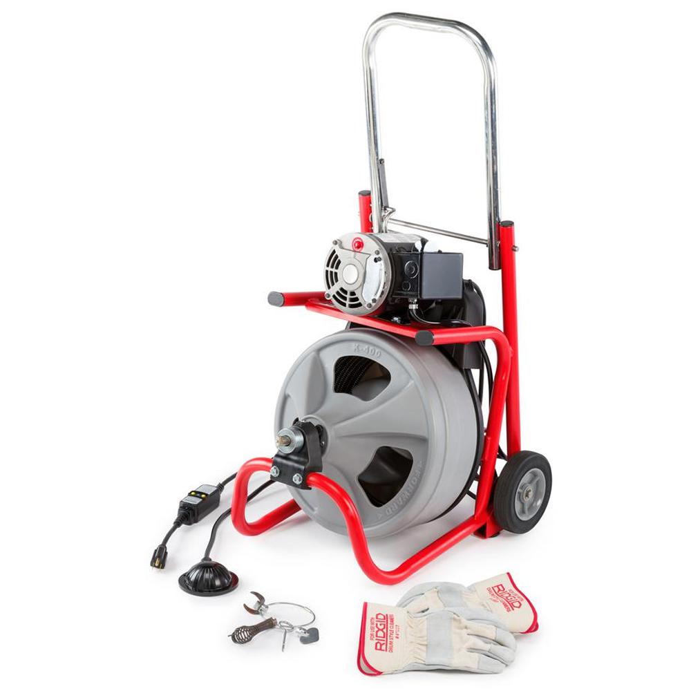 ridgid 115 volt k 400 drum machine with c 31 3 8 in integral wound115 volt k 400 drain cleaning drum machine with c 32 3
