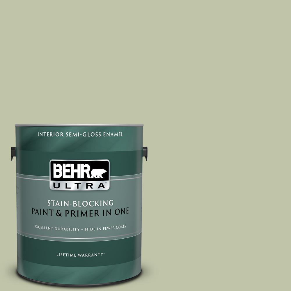 BEHR ULTRA 1 gal. PPU1008 Minted Lemon SemiGloss Enamel Interior Paint and Primer in One