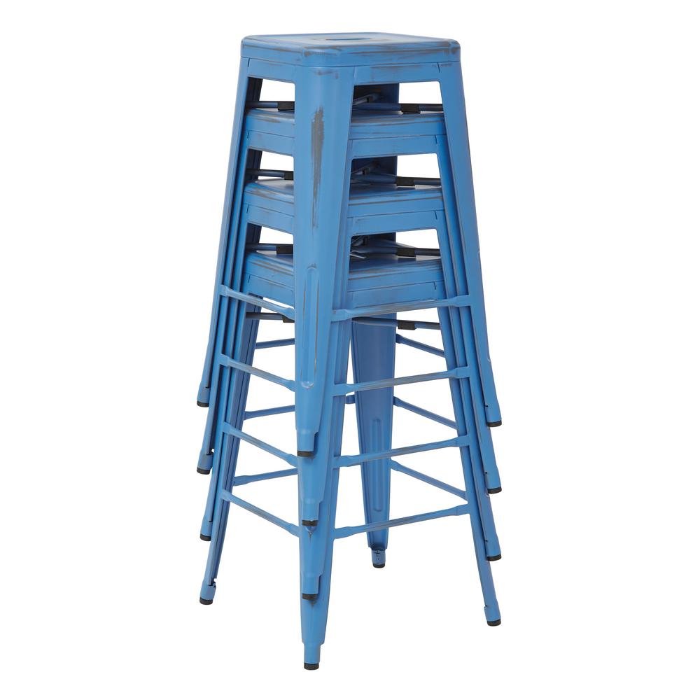 Office Star Products Bristow 26 in. Antique Royal Blue Metal Bar Stool