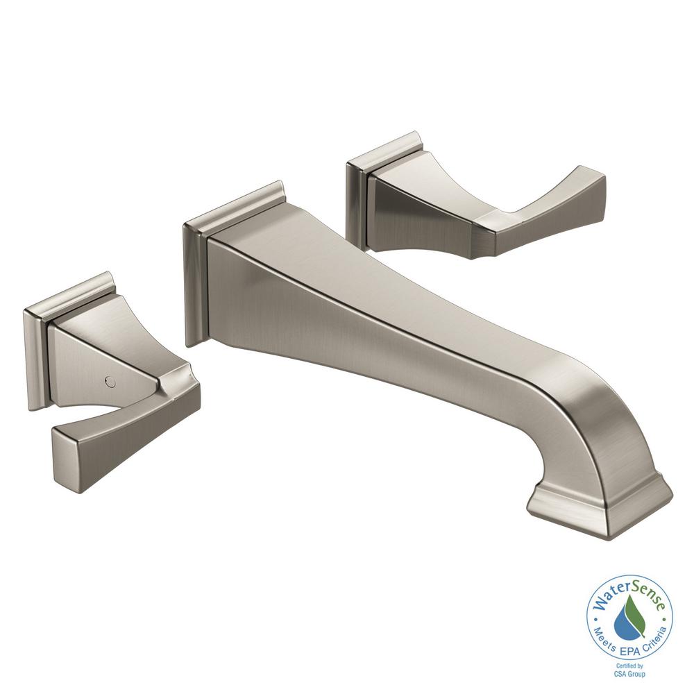 Delta Dryden 2 Handle Wall Mount Bathroom Faucet In Spotshield Stainless Valve Not Included Delta Dryden 2 Handle Wall Mount Bathroom Faucet In Spotshield Stainless Valve Not Included