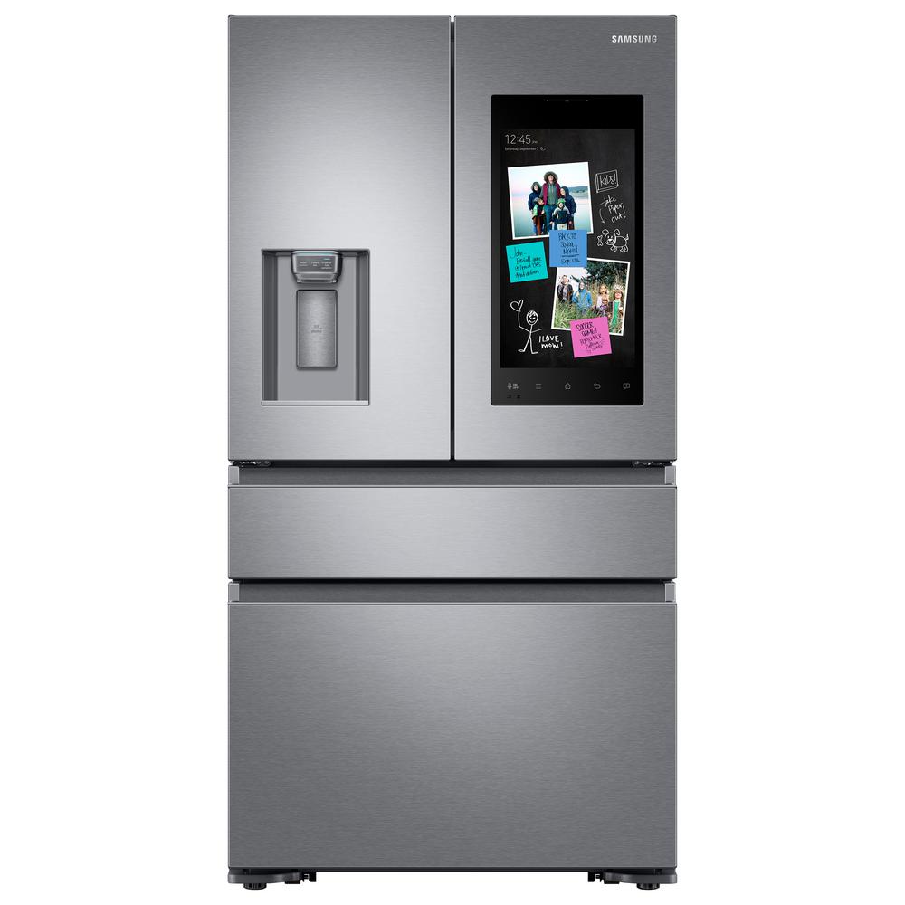 22 2 Cu Ft Family Hub 4 Door French Door Recessed Handle Smart Refrigerator In Stainless Steel Counter Depth