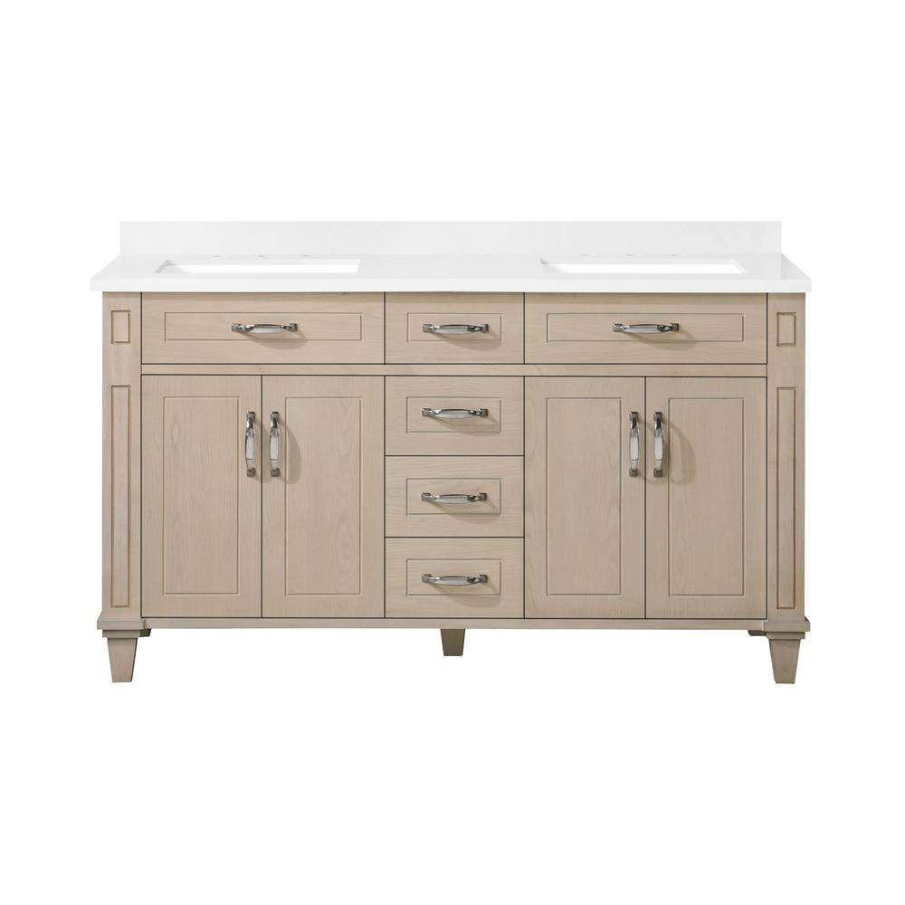 Martha Stewart Living Thornfield 60 Inbath Vanity In White Washed Maple With Cultured Marble Vanity Top In White With White Basin 15vva Thor60 11 The Home Depot