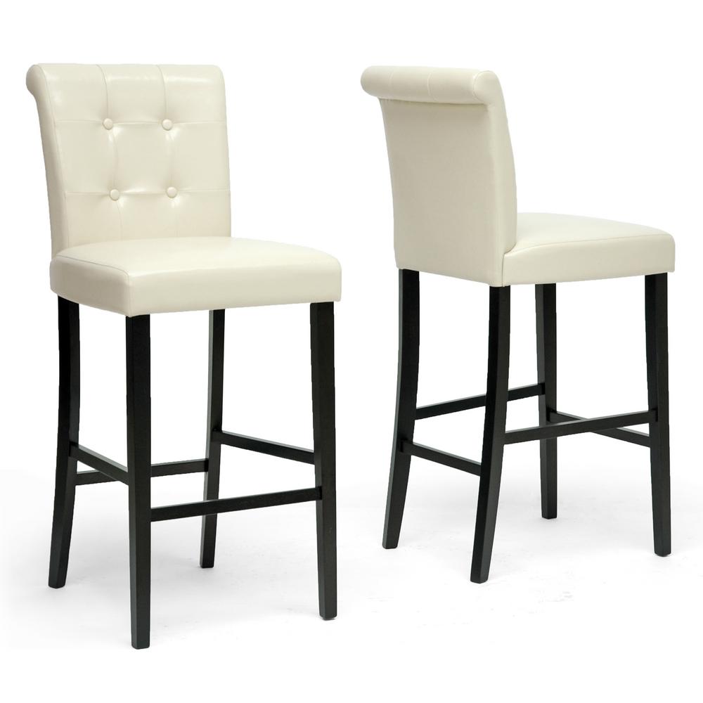 Baxton Studio Torrington Cream Faux Leather Upholstered 2-Piece Bar Stool Set