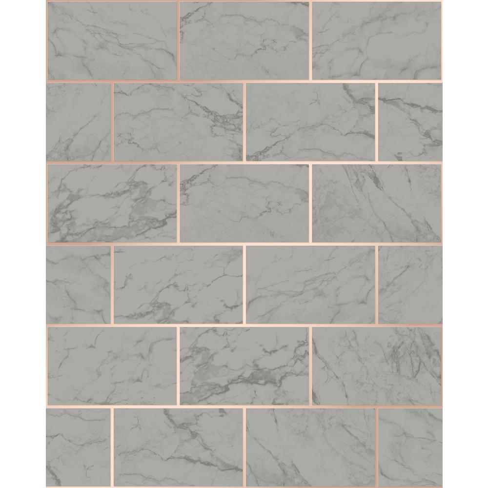 Crown Mirren Grey Marble Subway Tile Wallpaper