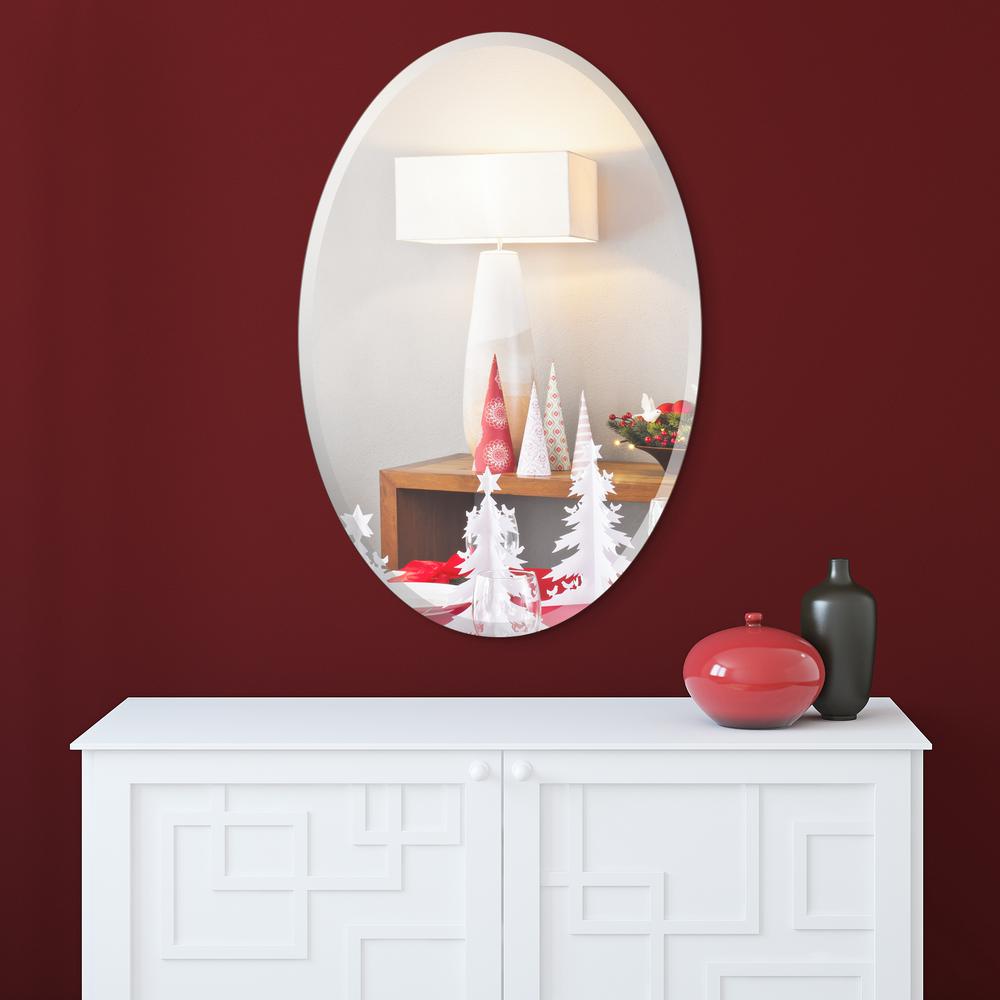 Frameless Beveled Oval Wall Mirror Flm 10031 2436 The Home Depot Oval Wall Mirror Flm 10031 2436