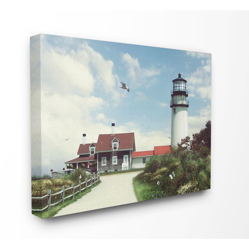 The Stupell Home Decor Collection 24 In X 30 In Road To The Lighthouse Cape Cod Beach View With Seagull By Alan Giana Company Canvas Wall Art Ccp 353 Cn 24x30 The Home Depot