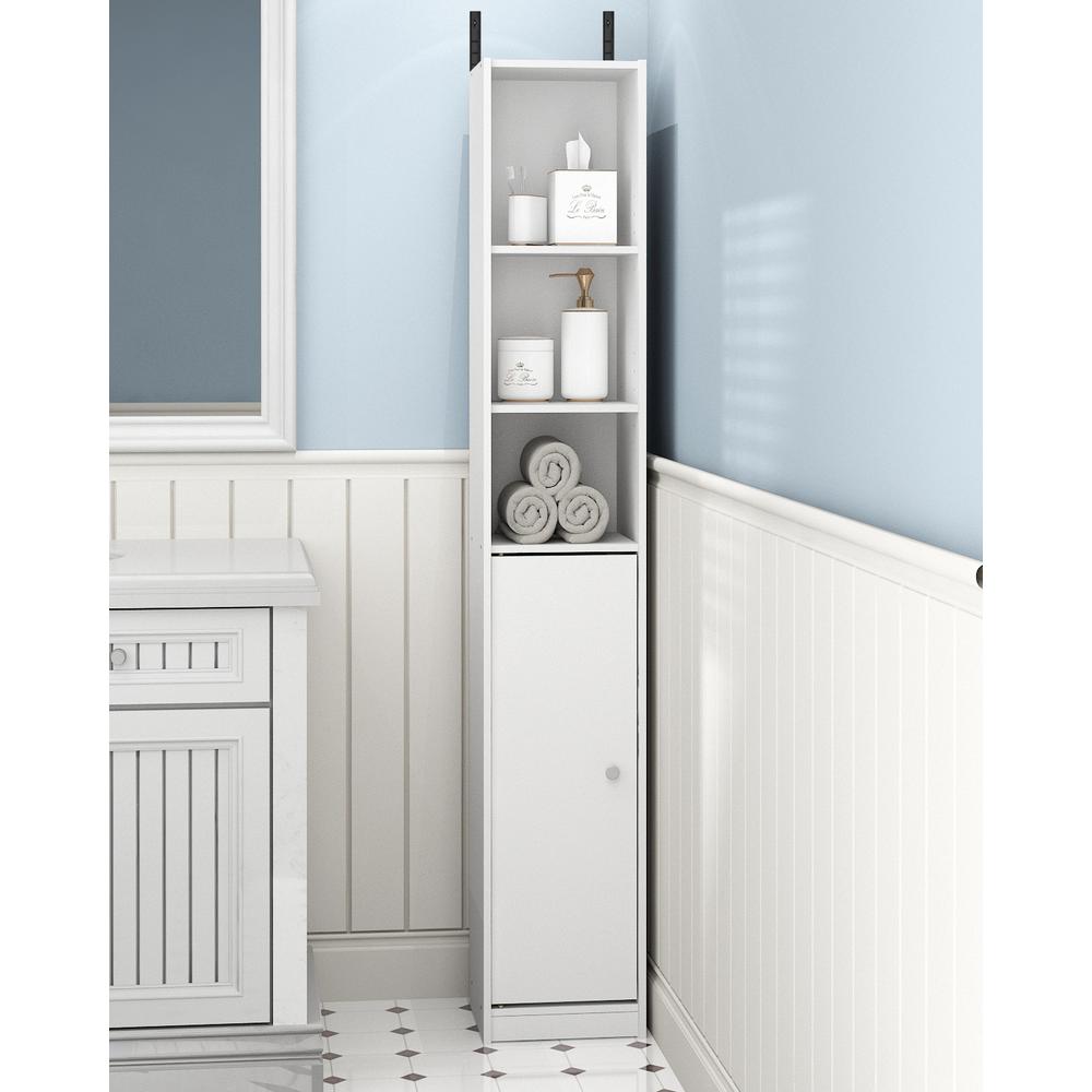 Furinno Indo White Slim Door Bath Cabinet Fr18510wh The Home Depot