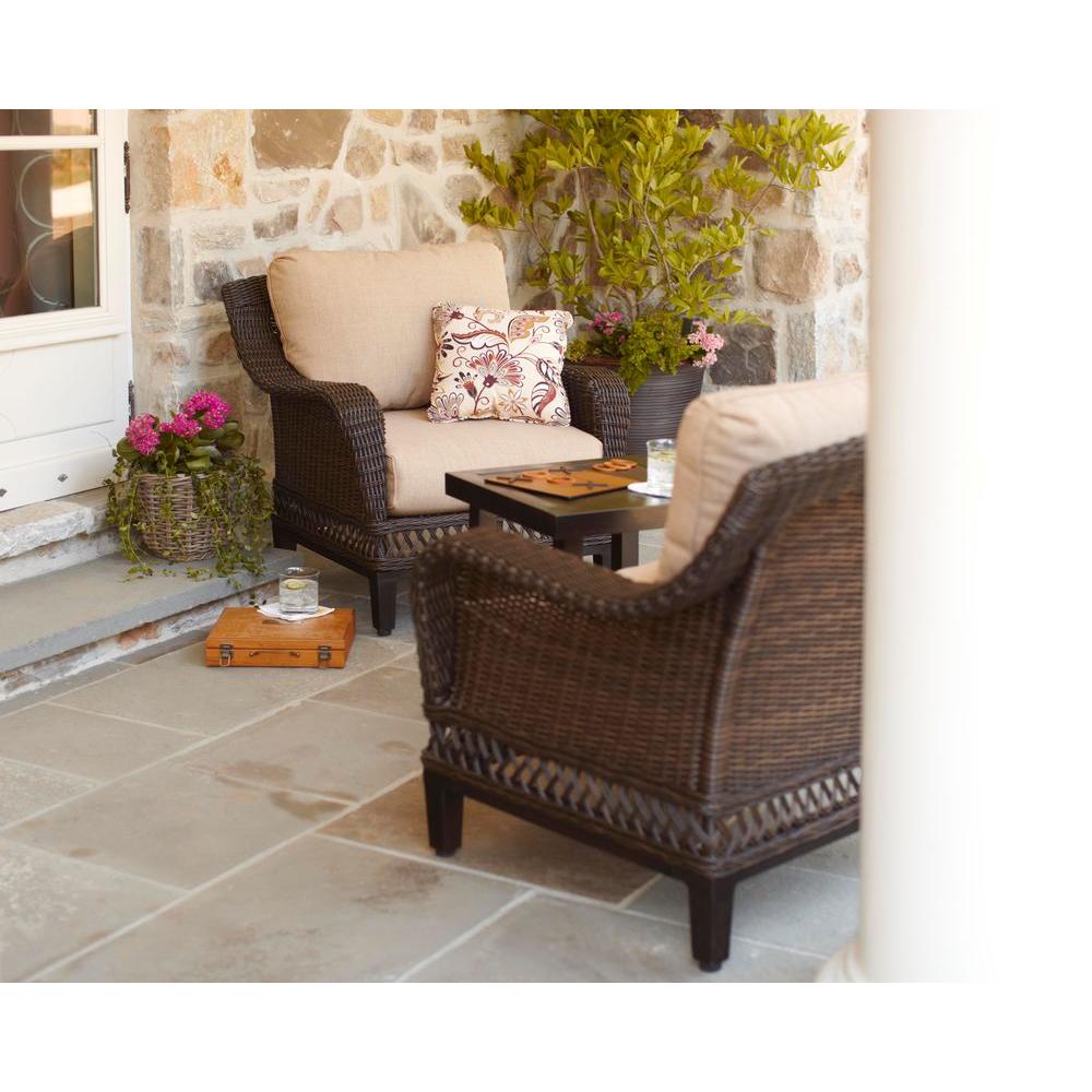 Hampton Bay Woodbury 3 Piece Wicker Outdoor Patio Chat Set With