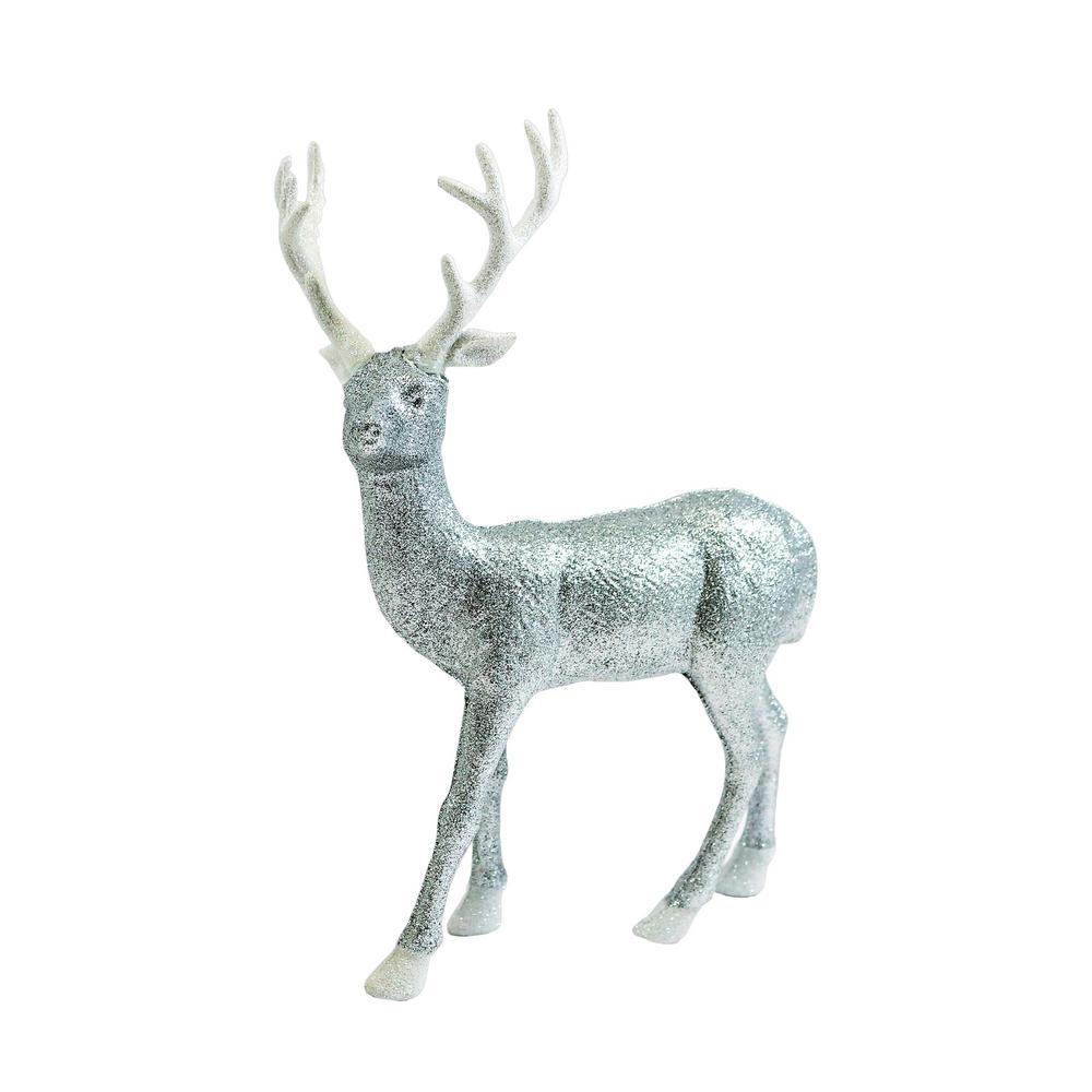 Santaland 12 In Winter Glitter Reindeer Silver Frost Theme