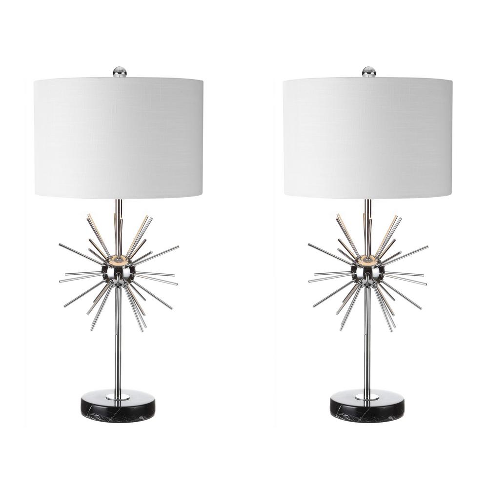 Aria 31 5 In Chrome Metal Marble Table Lamp Set Of 2