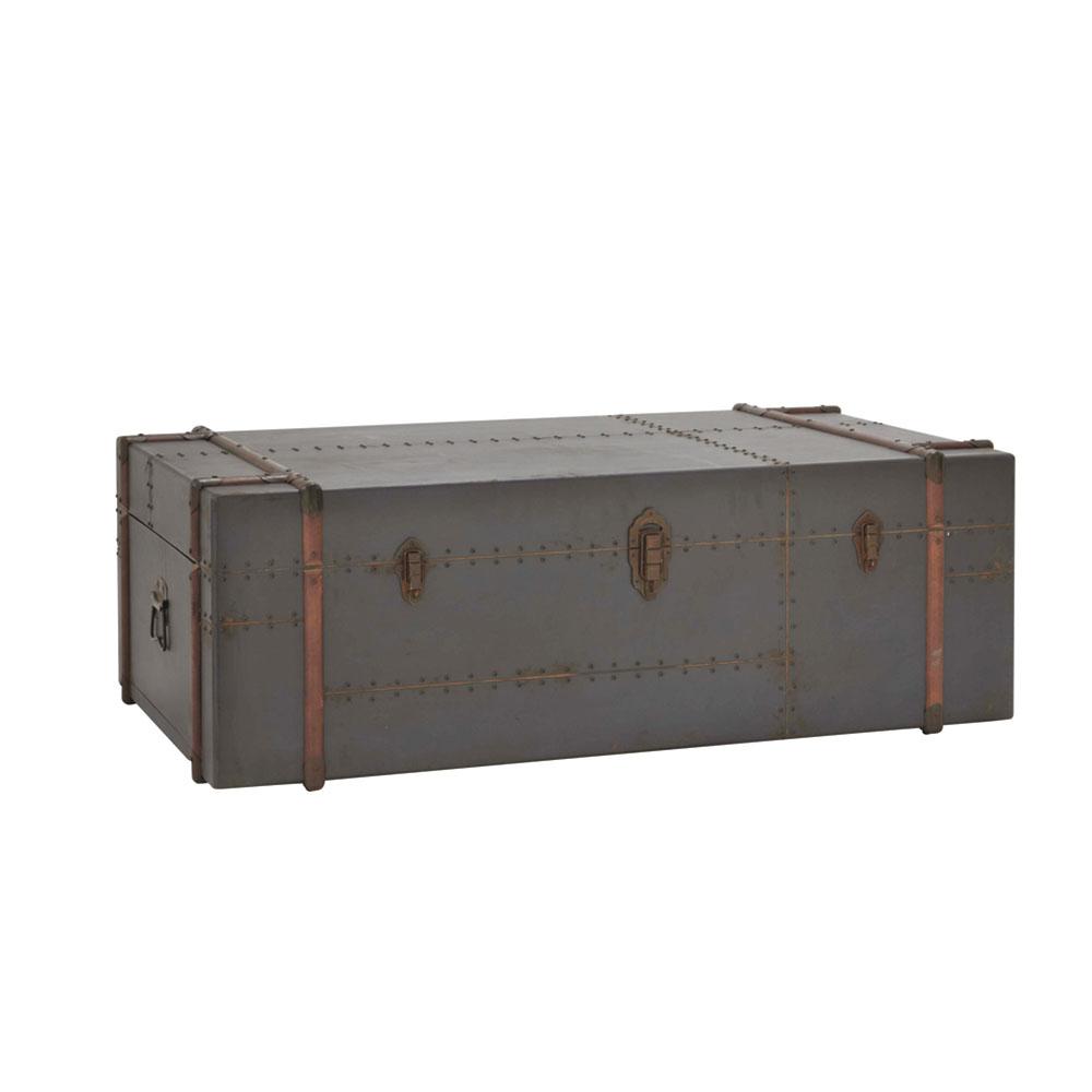 Gray Wood And Metal Steamer Trunk Coffee Table Gray Wood And Metal Steamer Trunk Coffee Table