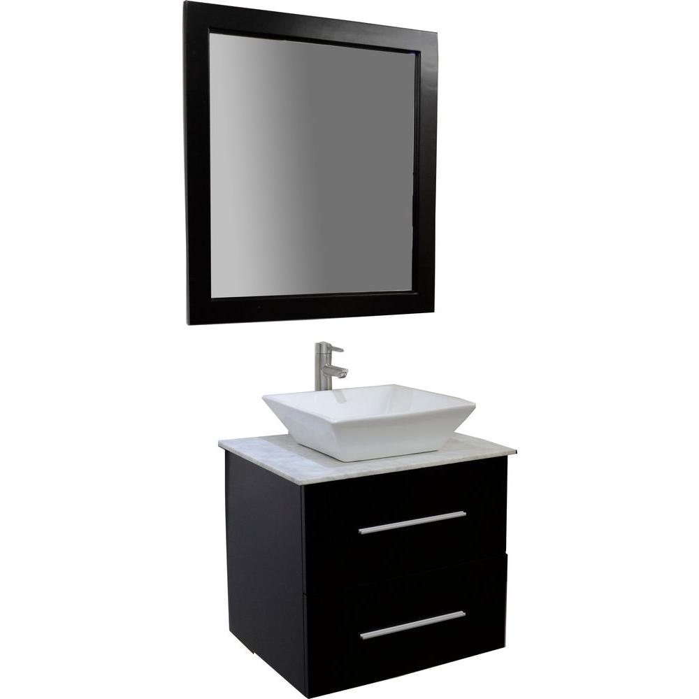 22 25 24 Inch Vanities Floating Bathroom Bath Amanda 24 In Vanity Espresso With Marble Top White Carrara And Mirror