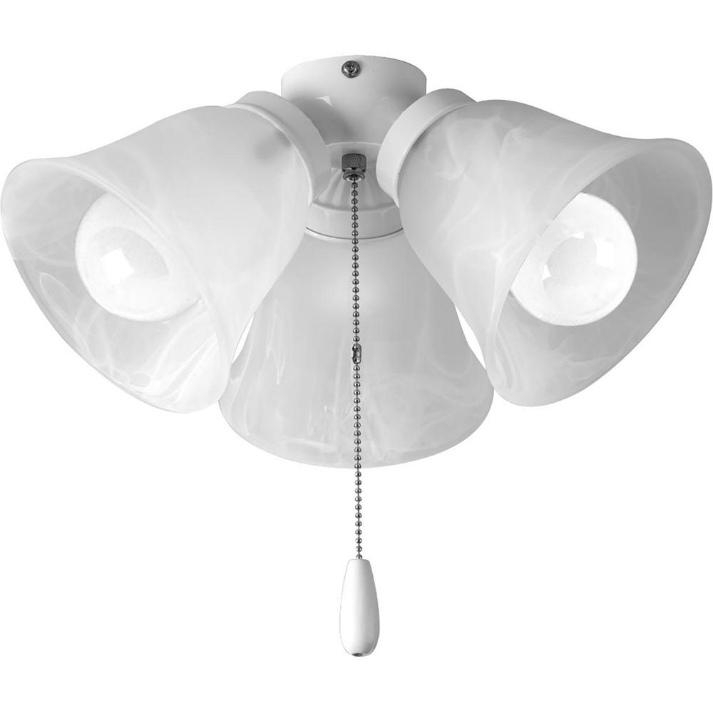 Progress Lighting Fan Light Kits Collection 3 Light White Ceiling Fan Light Kit