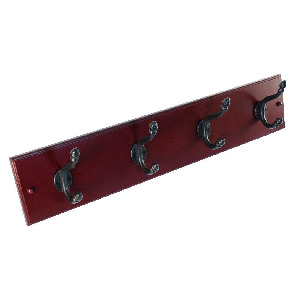 Richelieu Hardware 24 in. Nystrom Hook Rack Cherry Board With 4 Wrought