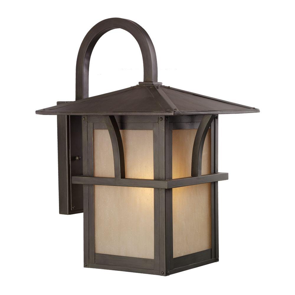 Sea Gull Lighting Medford Lakes 1 Light Statuary Bronze Outdoor 17 In Wall Lantern Sconce With Led Bulb