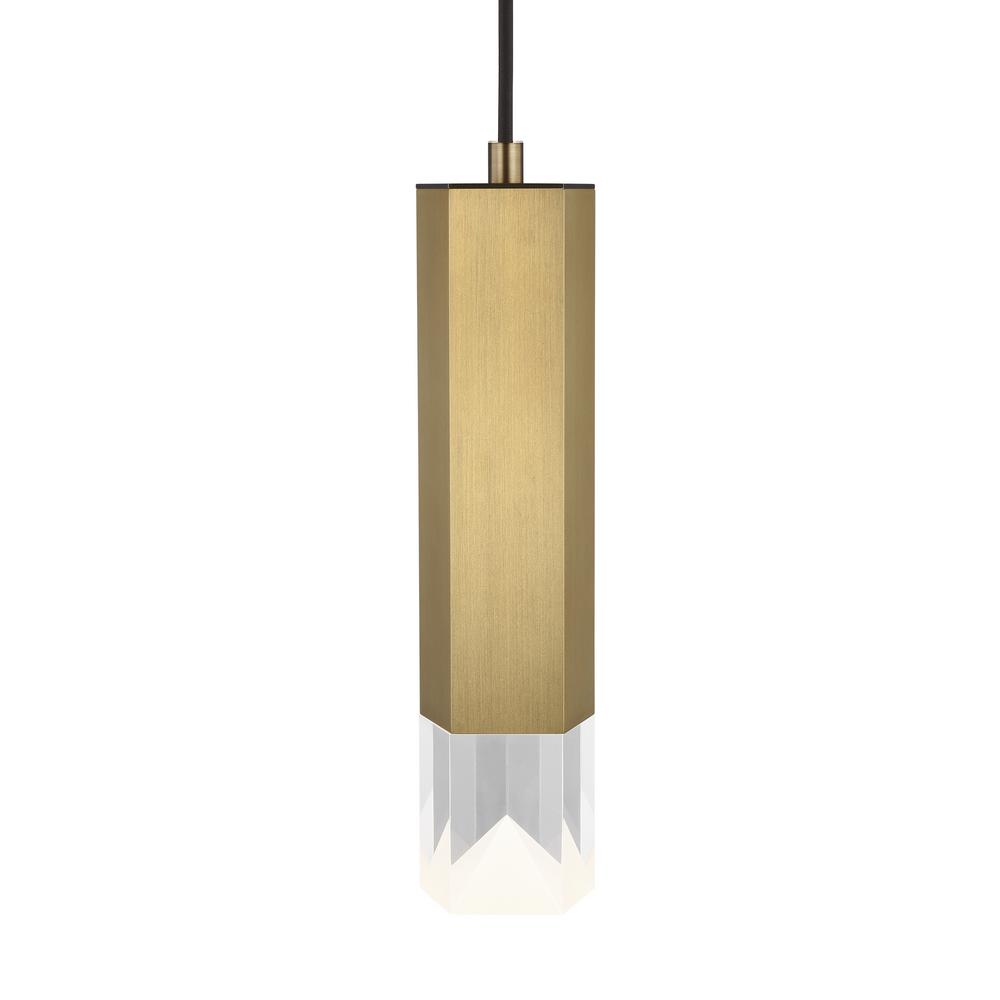 Linear Integrated Led Pendant Lights Lighting The Home Depot Krypton 9 Watt Aged Brass Integrated Led Pendant
