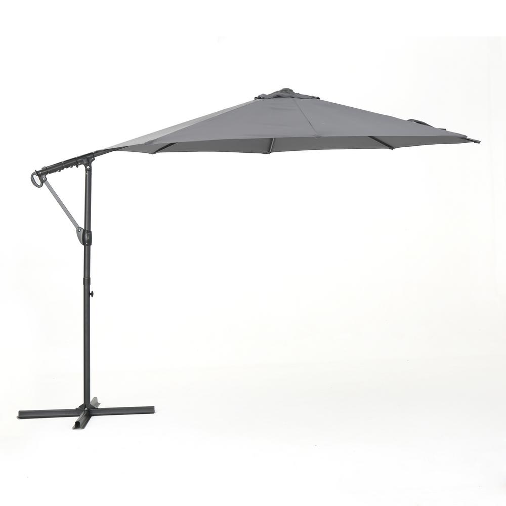 Noble House 11 5 Ft Steel Cantilever Tilt Patio Umbrella In Gray 12918 The Home Depot