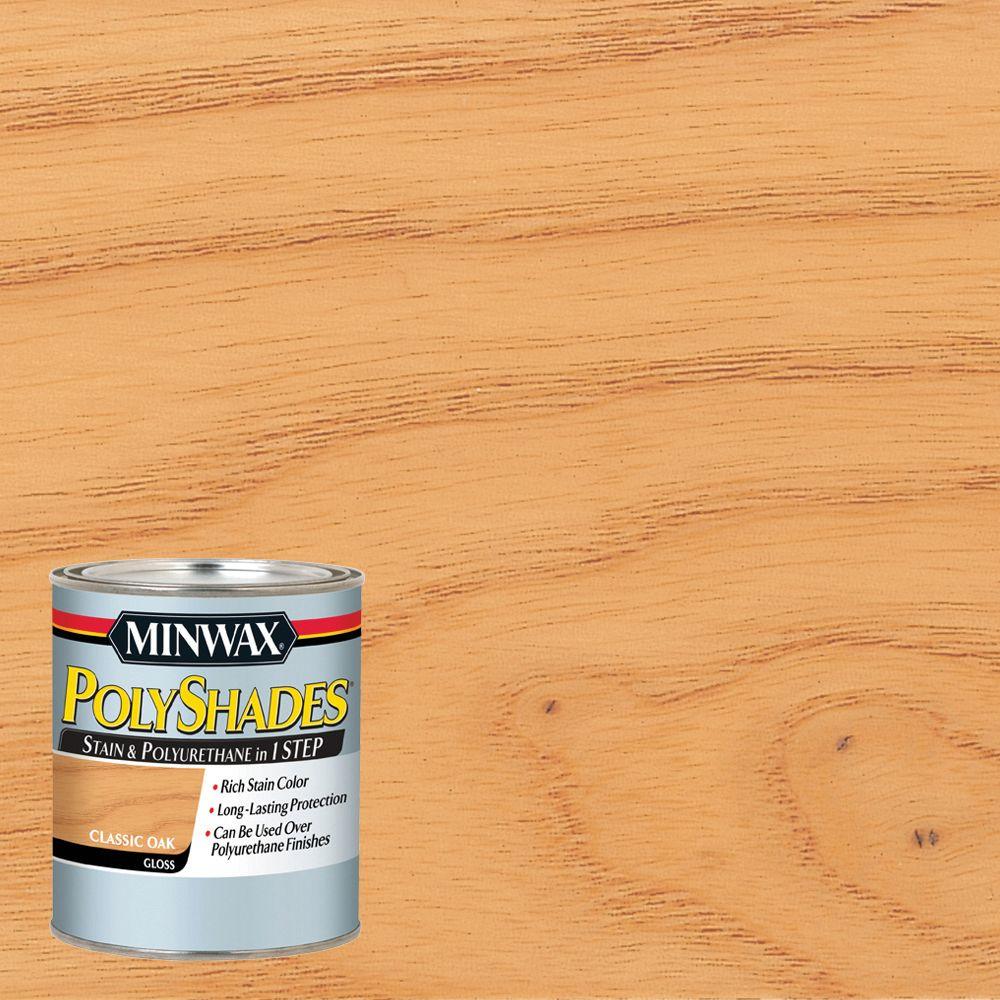 Minwax 1 qt. PolyShades Classic Oak Gloss Stain and Polyurethane in 1