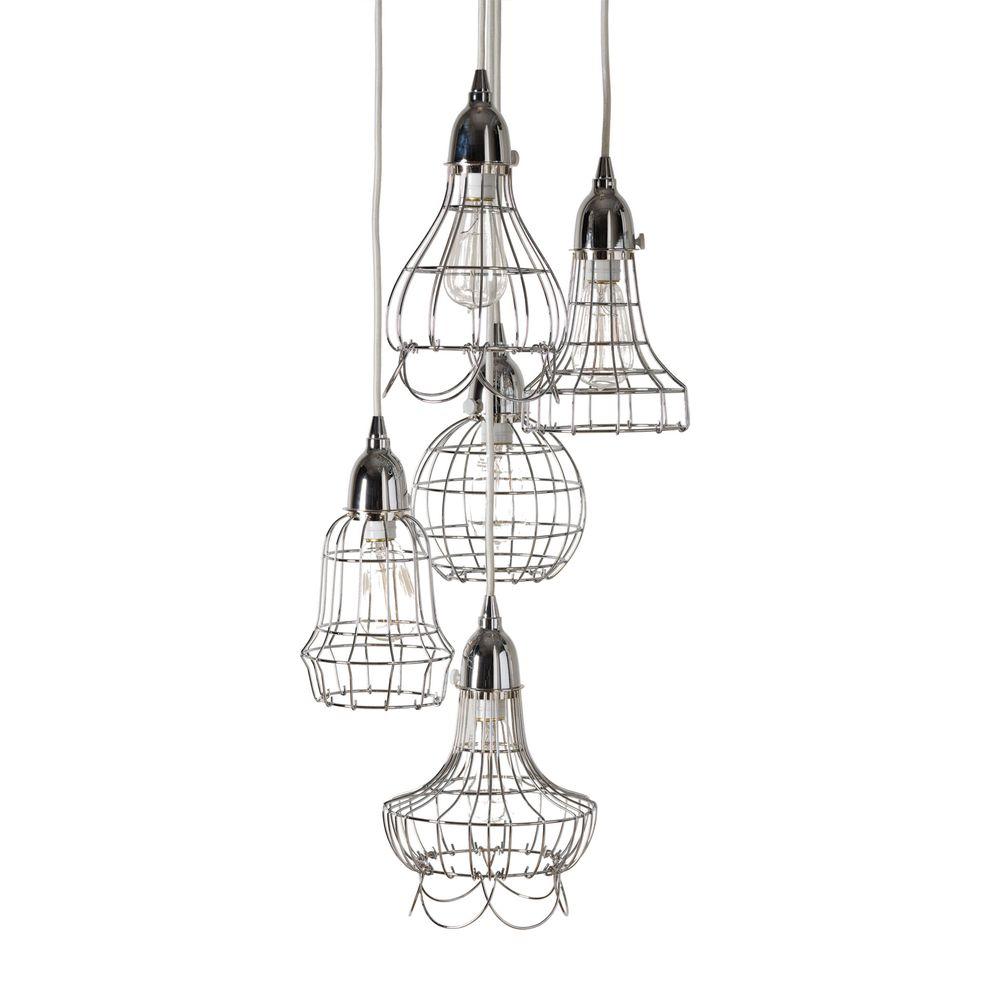 An Lighting Wire 5 Light Silver Pendant An Lighting Wire 5 Light Silver Pendant