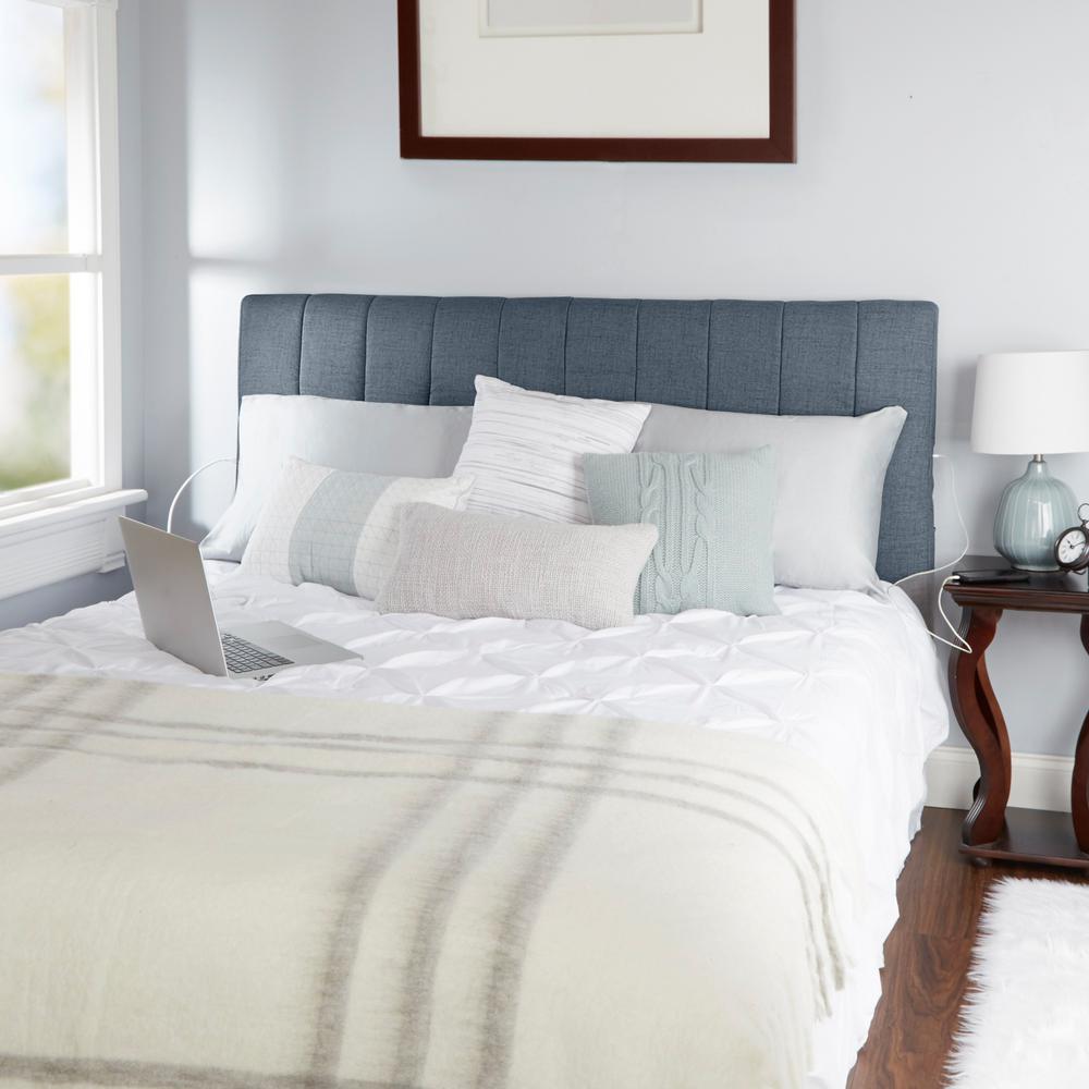 Silverwood Delilah Channel Tufted Powered Dark Gray Queen Headboard Delilah Channel Tufted Powered Dark Gray Queen Headboard